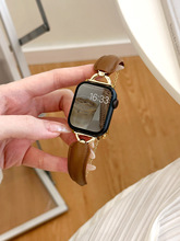 新设计皮质手镯链条iwatch9表带适用苹果AppleWatch87645手表秋冬