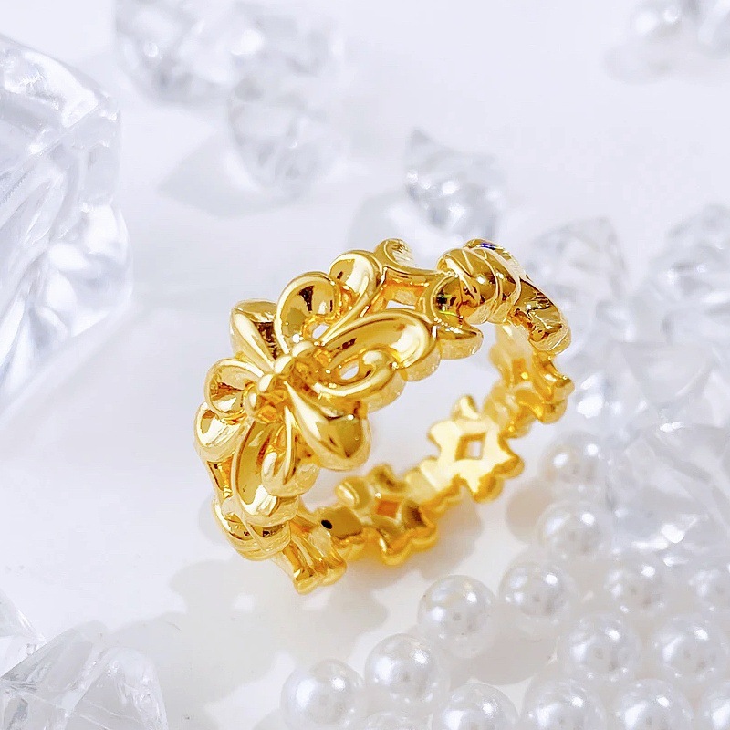 水贝黄金春日鸢尾花5d硬金足金固口戒指女当日金价按克计价-阿里巴巴