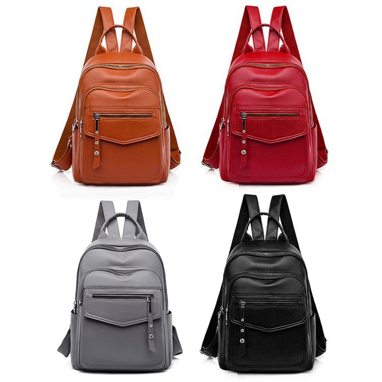 Women's Backpack 2021 New Korean Style Soft Leather Simple Fashion Backpack Large Capacity Casual Travel Bag