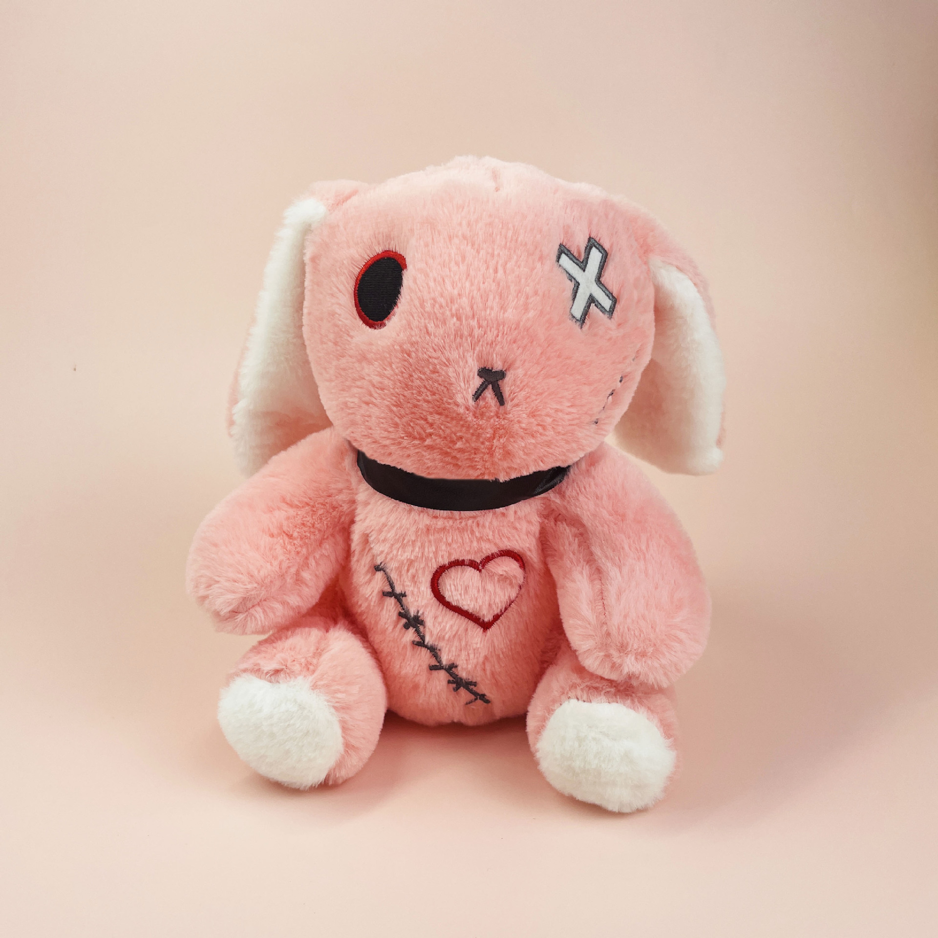 新款暗黑系重生兔子毛绒玩偶柔软长耳兔黑化疤痕补丁兔子跨境现货