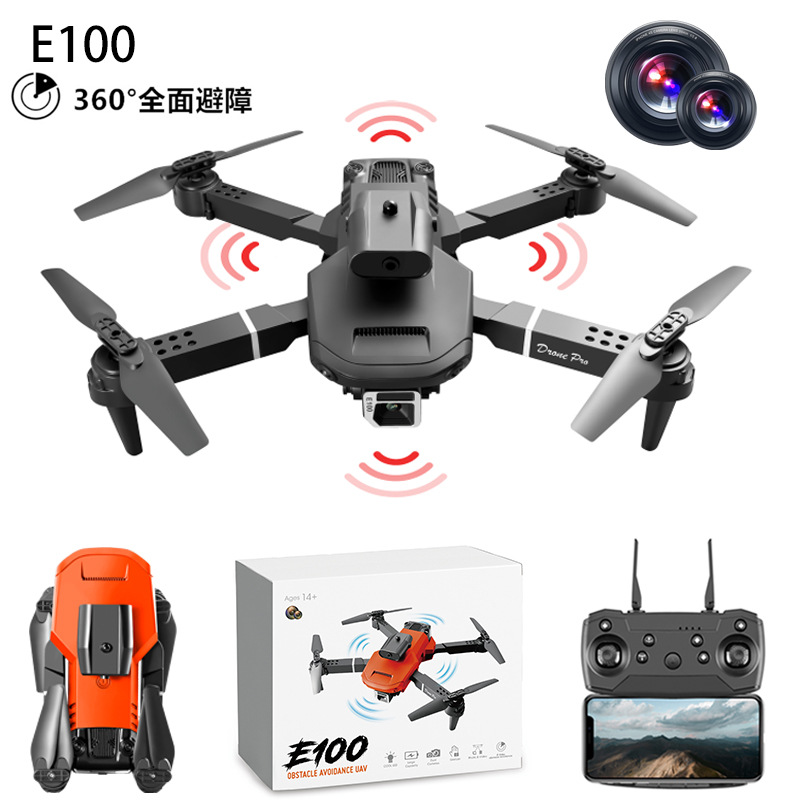 E99pro Upgraded E100 Remote Control Folding Intelligent Four-Side Obstacle Avoidance Aircraft 4K HD Drone for Aerial Photography