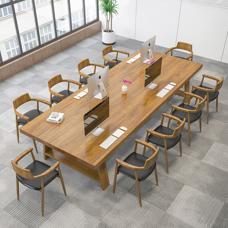 简约办公桌实木会议长条桌公司职员大型培训桌子多人大板会议桌