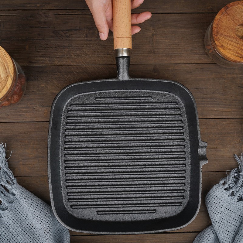 铸铁牛排锅户外煎牛排专用锅牛排条纹平底锅煎锅电磁炉燃气通用-阿里