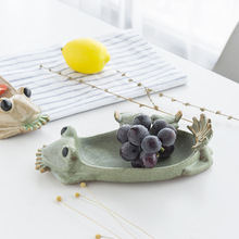 跨境卡通青蛙陶瓷工艺品可爱创意水果盘客厅装饰小鸟花盆水培摆件
