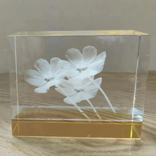 水晶花朵个性DIY制作 水晶影像植物激光内雕摆件3d立体模型纪念品