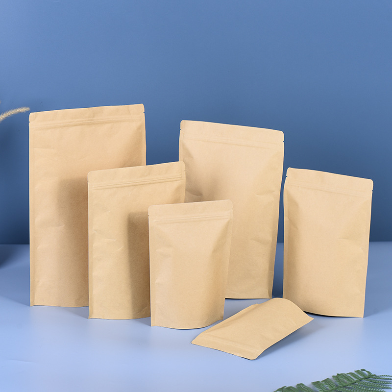 开窗牛皮纸袋茶叶袋坚果食品包装袋自立牛皮纸自封袋干果类密封袋