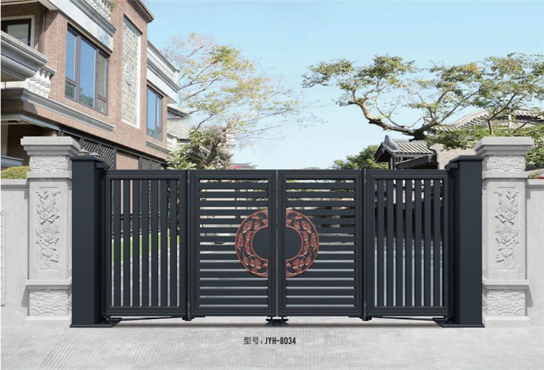 佛山厂家铝艺别墅庭院大门自建房电动防盗门铝合金入户平开双开门