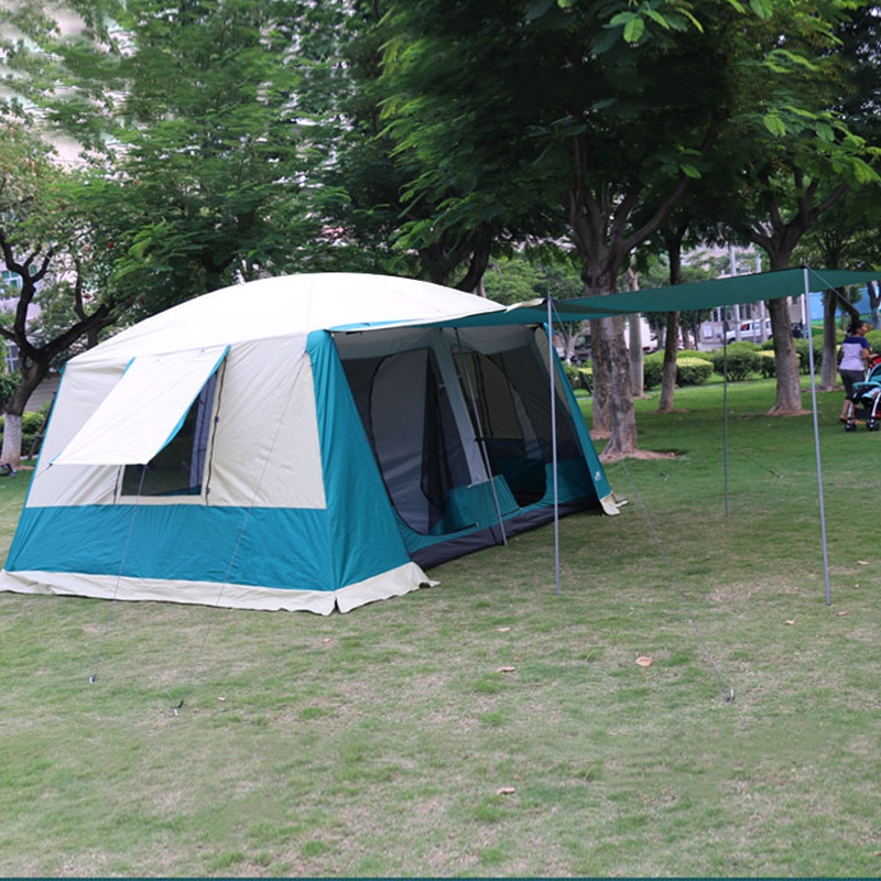 帐篷户外两房一厅双层加厚防雨多人野外旅游登山露营涂银防晒帐篷