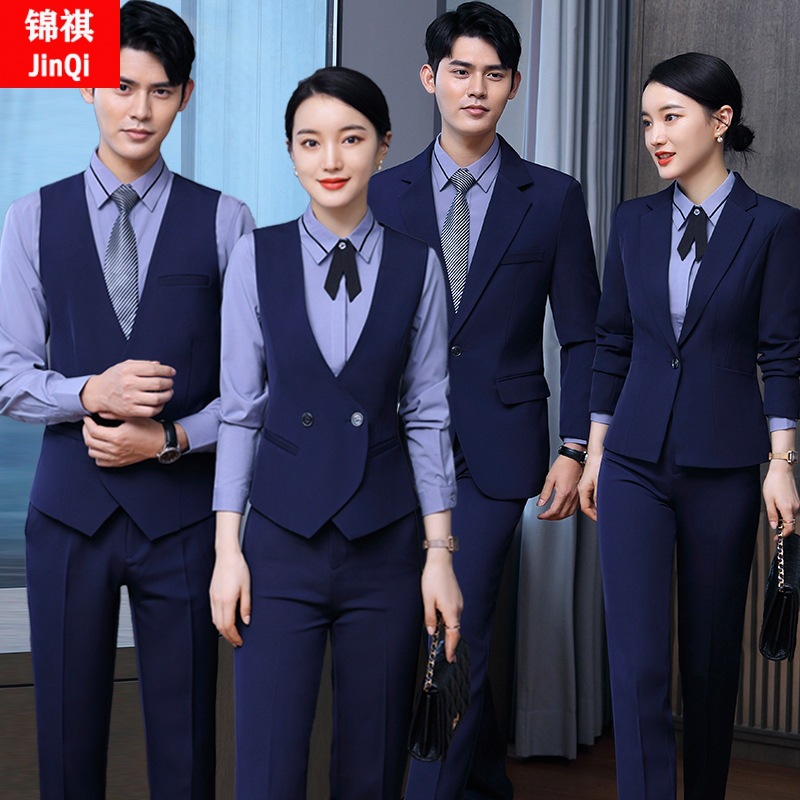 酒店前台工作装秋冬酒吧ktv餐饮饭店服务员工作服职业马甲套装女