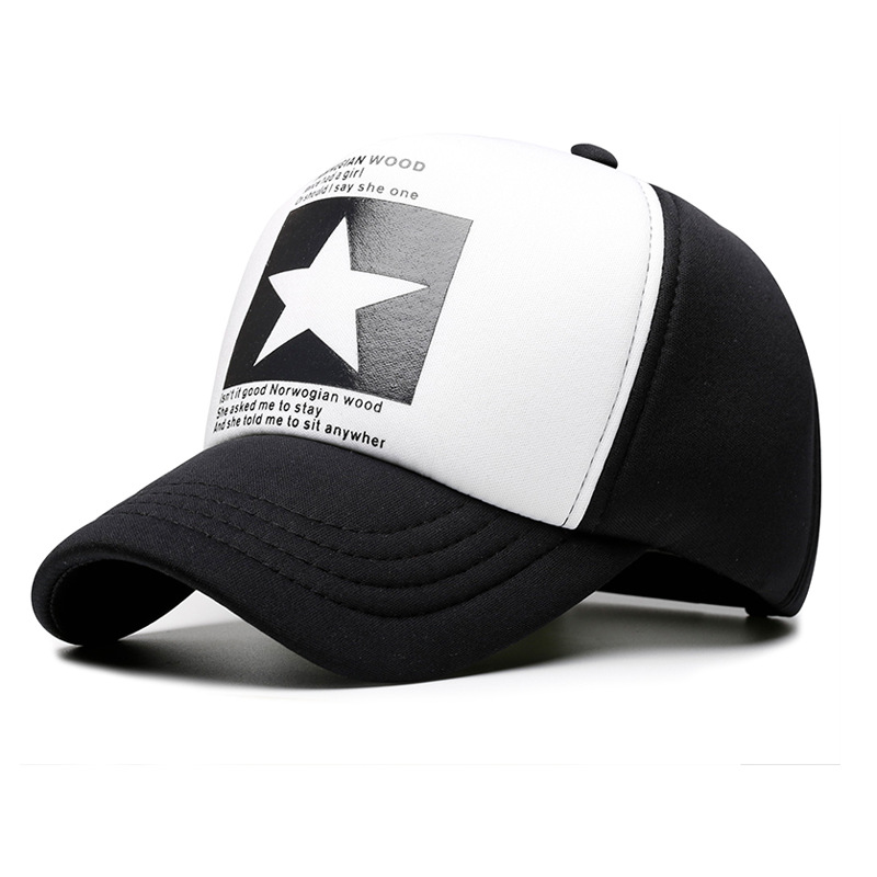 Men's and Women's Korean-Style Hip Hop Peaked Cap Five-Pointed Star Printed Baseball Cap Autumn and Winter Thickened Sun Block Warm Youth Truck Cap