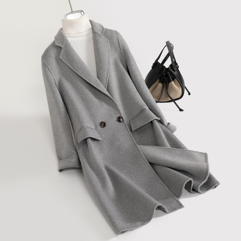 2022新款高级感双面羊绒大衣女中长款双面呢冬季
