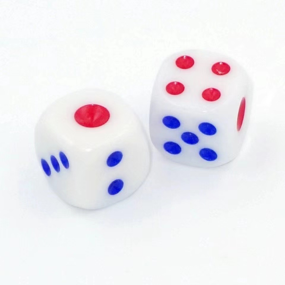 骰盅骰子13mm14mm新料亚克力骰子 红蓝点筛子ktv夜店酒吧骰子新料