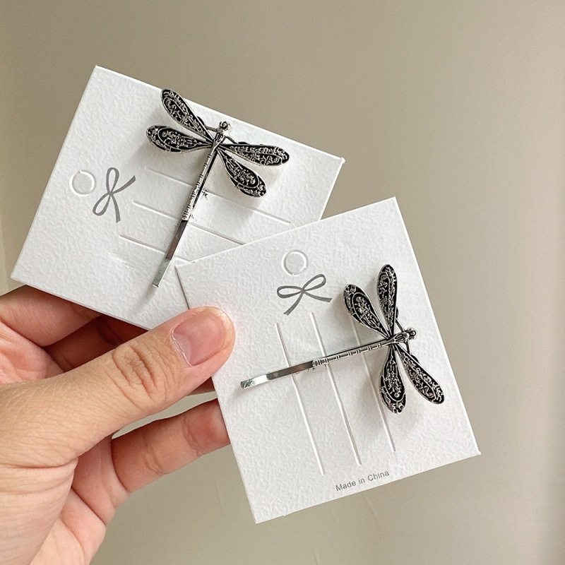 复古千禧银色蜻蜓发夹小众个性侧边刘海夹新款发卡头饰日常小夹