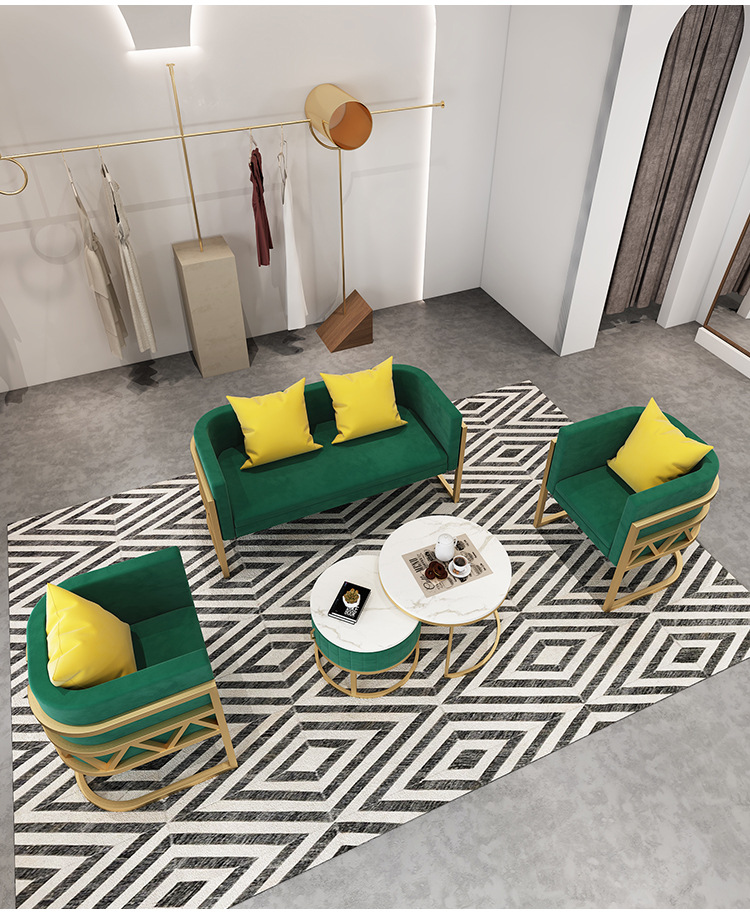 现代简约服装店美容院休息区沙发组合办公室沙发洽谈双人客厅沙发