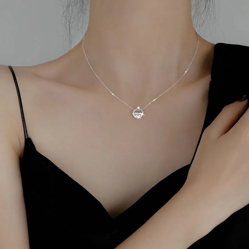 海天一线项链女小众设计感ins项链女锁骨链女简约百搭气质吊坠