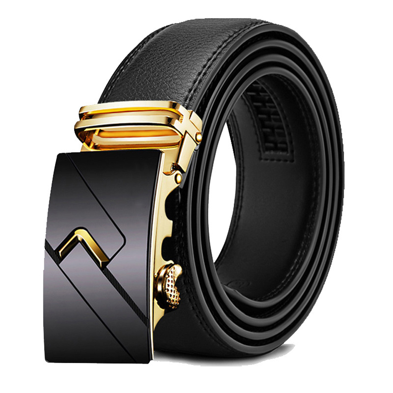 New Men's Leather Belt Automatic Buckle Men's Cowhide Belt Men's Casual Business Men's Youth Pant Belt Men's Fashion