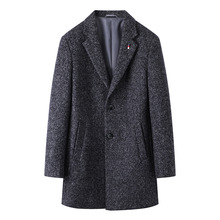 品牌剪标冬季新款男士西装领单排扣商务休闲中长款羊毛呢大衣
