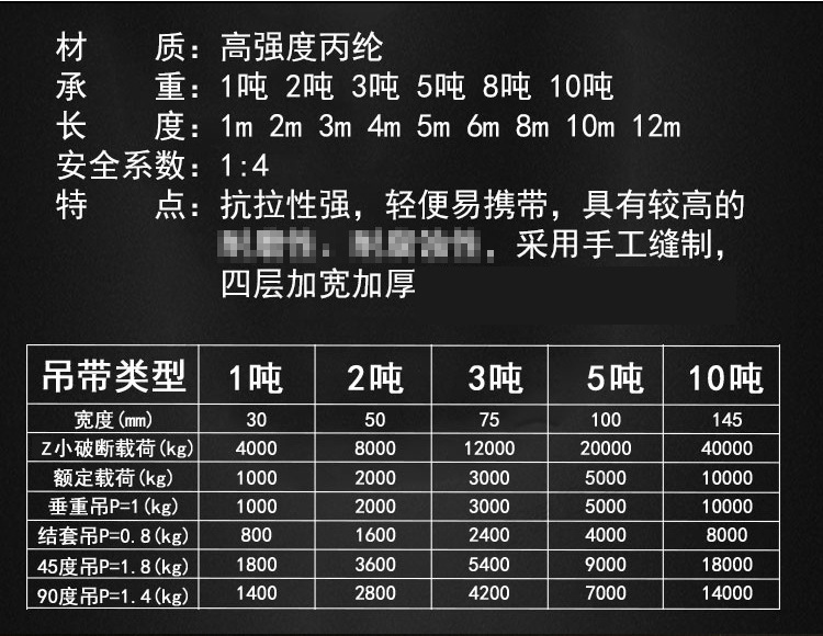高强度丙纶扁平吊带起重吊带 工业起重吊装绳1/2/3/5吨可定制