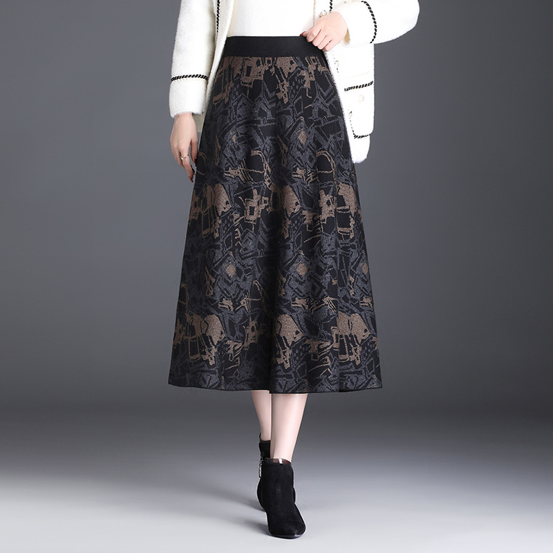 星空网纱a字百褶裙2024新款中长款甜美蓬蓬纱裙弹力高