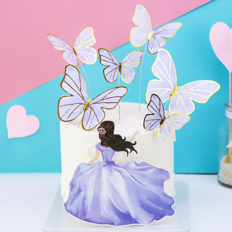 Creative Aesthetics Butterfly Girl Girl Birthday Cake Decoration Card Inserts Dream Girl Dessert Bar Dress up