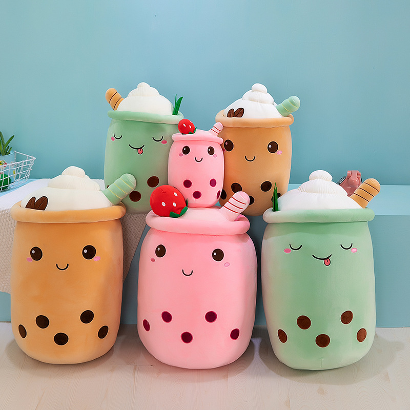 Foreign Trade 2022 New Internet Celebrity Milky Tea Cup Plush Toy Simulation Strawberry Fruit Bubble Milk Tea Cup Milky Tea Cup Doll Wholesale