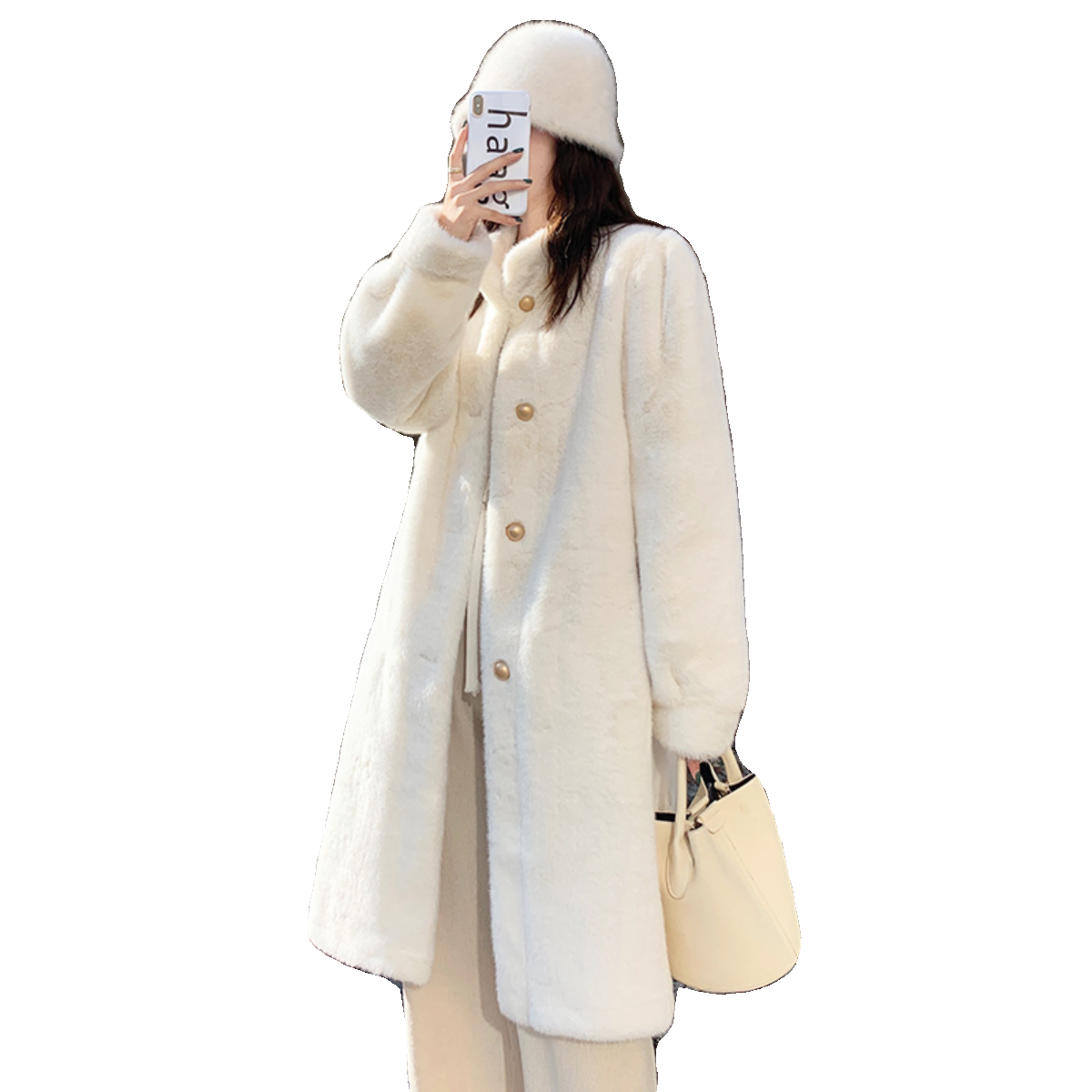 2024冬季新款羊羔毛外套女中长款加厚皮毛一体皮草水貂绒大衣