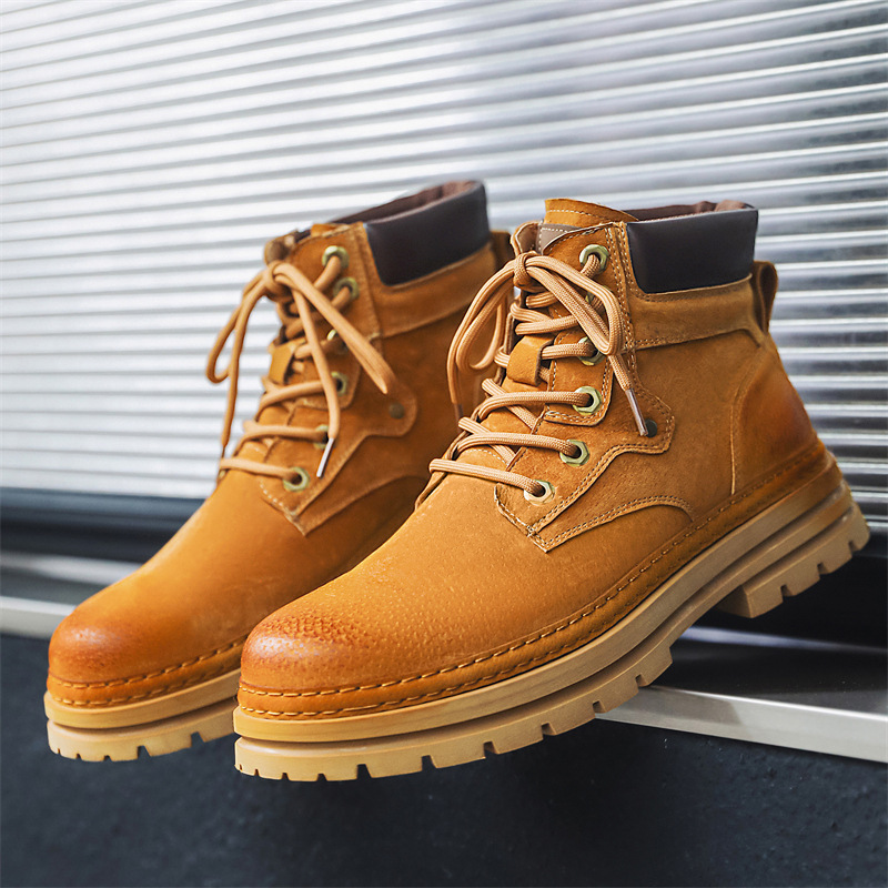 马丁靴男秋季英伦风复古夏季工装大头皮靴购付高帮伞兵靴26223-j