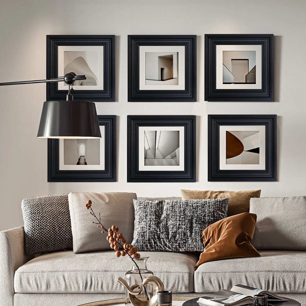 美式现代简约实木复古画框黑色油画装裱框挂墙素描水彩画框批发