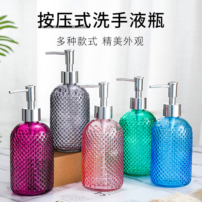 fashion round raindrop shampoo shower gel cosmetic hand sanitizer 400ml pump bottle glass packaging