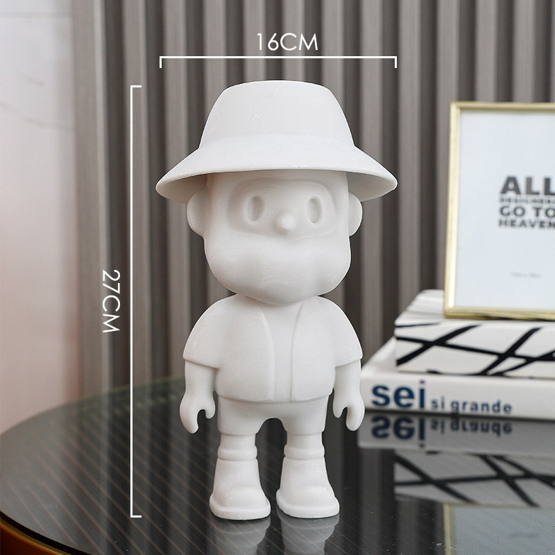 Trendy Resin Fluid Bob Boyfriend White Body Doll with Base Diy Decoration Internet Hot White Body Coin Bank