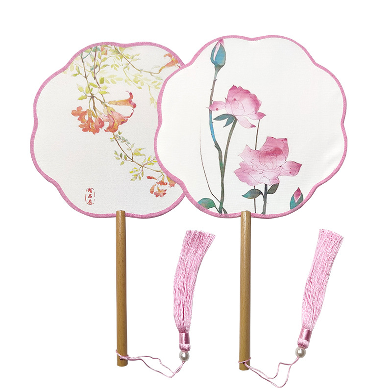 扇子夏古风花瓣异形状宫扇圆扇团扇汉服拍照流苏舞蹈道具扇子北京