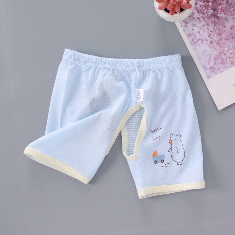 婴儿开裆裤夏季女宝宝莫代尔裤子3小童冰丝短裤0-1岁男童开档裤