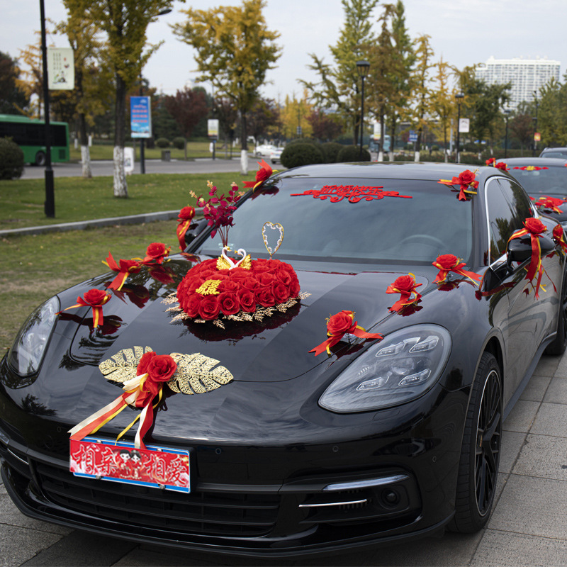婚车装饰主车主婚车头花装饰品花车结婚车头全套布置车队拉花汽车