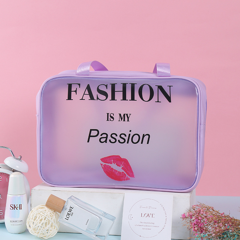 Transparent Cosmetic Bag Creative Design Printing Home Cosmetics Storage Bag Large Capacity Convenient Wash Bag Wholesale