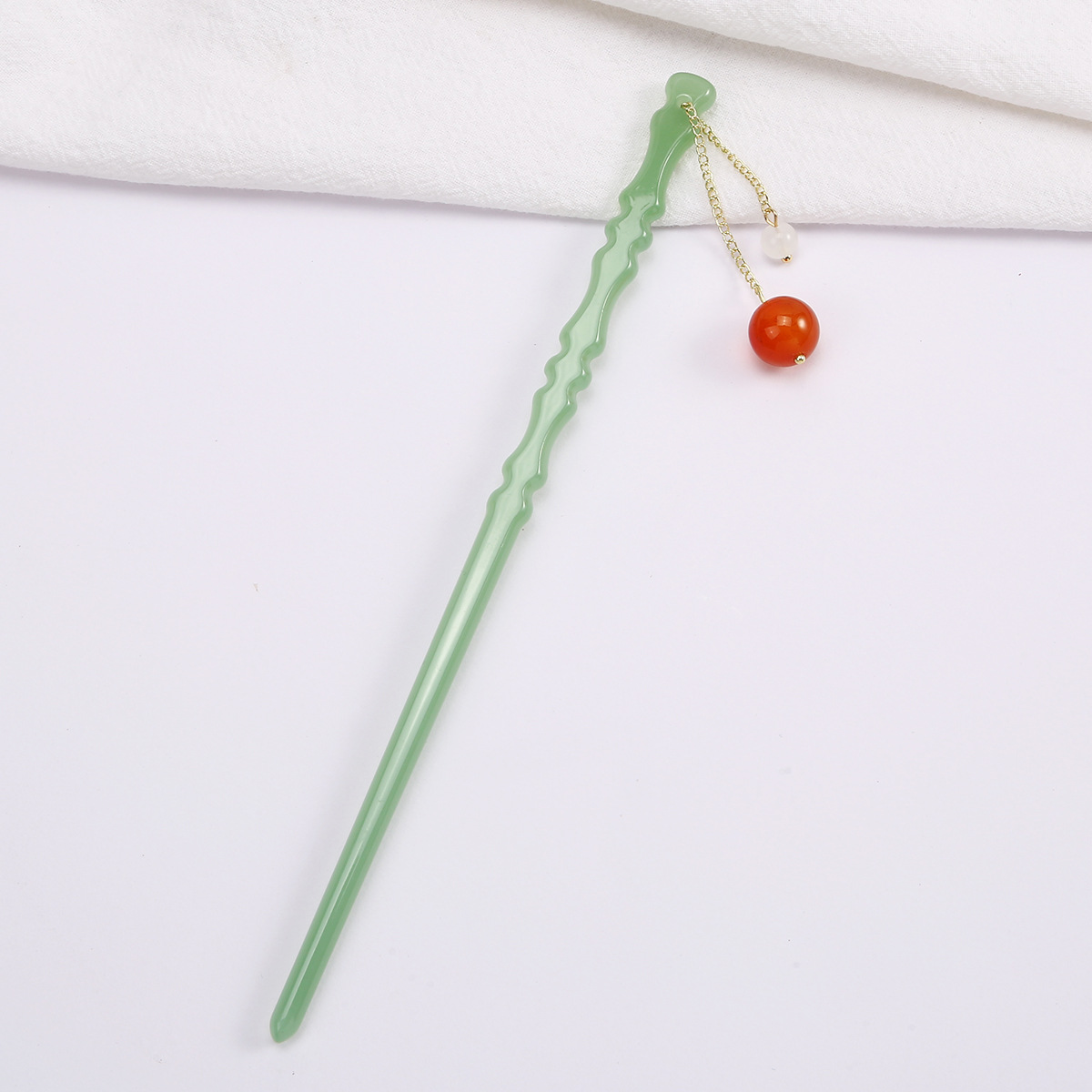 New Chinese Style Azure Frozen Bamboo Joint Acetate Agate Hairpin Ancient Style Dangling Ornament National Style Cold Imitation Jade Daily Updo Pin