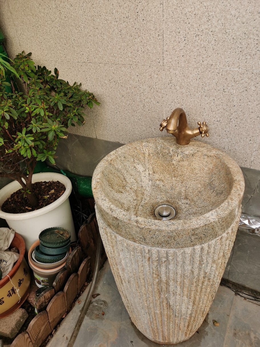 天然石头户外庭院洗手盆阳台一体花岗岩洗脸盆