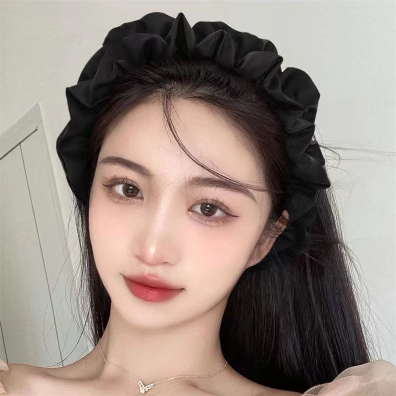 Song Zhiya Headband with Same Style Women's All-Match Outer Wear Internet Celebrity Pleated Face Slimming Hair Band Korean Style Headdress 2022 New