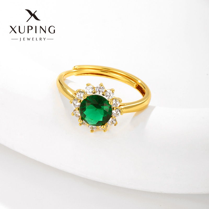 Xuping Jewelry Imitation Color Treasure Series Sunflower Emerald ring Female Niche Light Luxury Retro High-Grade Ring