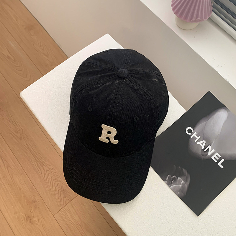 Green R Alphabet Peaked Cap Female Ins Fashion Brand Niche Big Head Circumference Show Face Small Soft Top Hat Summer Baseball Cap Male