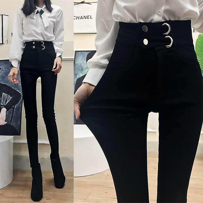 Internet Celebrity 2023 Spring and Autumn New Black Outerwear Ankle Tight High Waist Skinny Slimming Stretch Leggings for Women Pencil Trousers