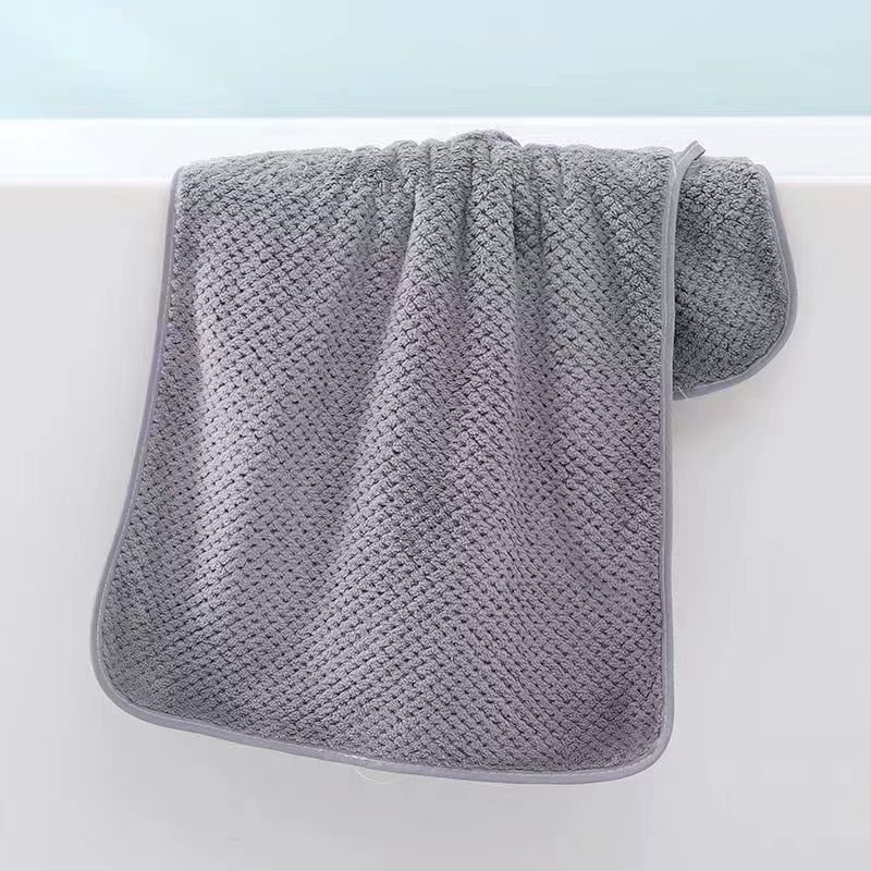 Cross-Border Thickened Bath Towel Hair-Drying Cap Three-Piece Set Absorbent Coral Fleece Pineapple Lattice Big Towel