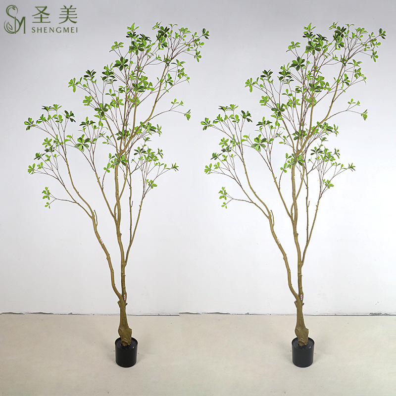 绿植假树景观红继木树南天竹满堂红树海岛春花树摆件酒店花艺插枝