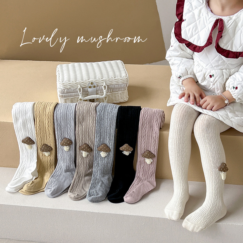 New Spring and Autumn Girls' Leggings Cute Cartoon Mushroom Baby Children's Leggings Girls' Pants Wholesale