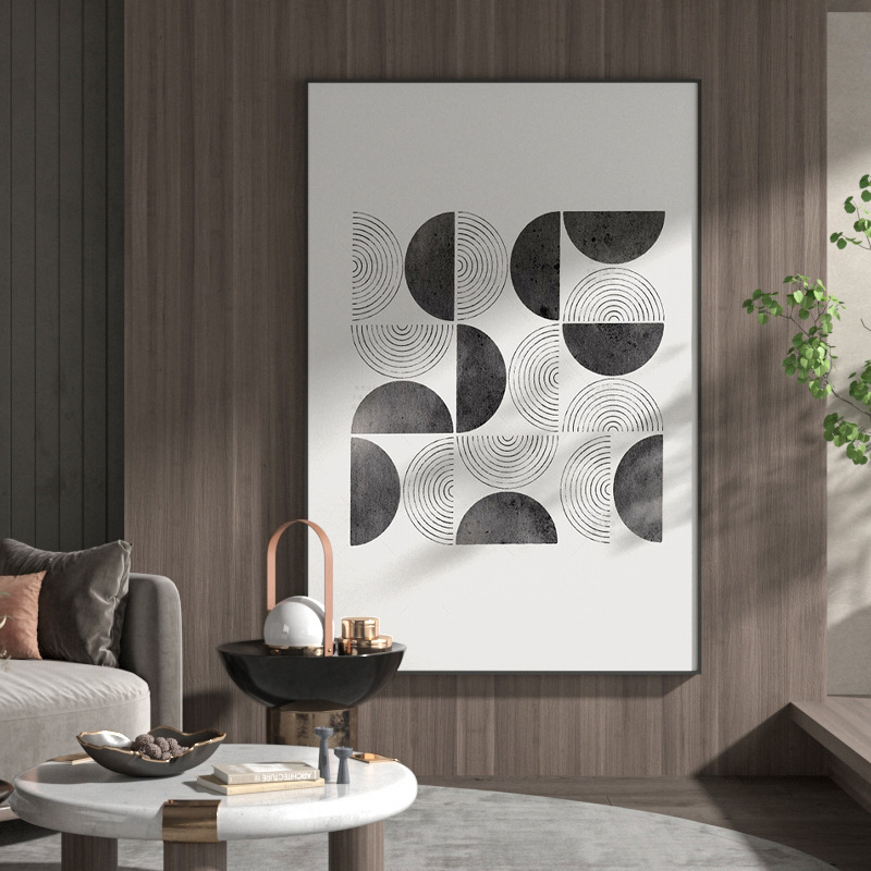 黑白灰系设计师软装搭配挂画现代极简卧室床头挂画客厅背景装饰画
