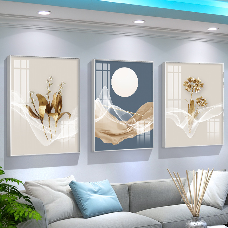 北欧沙发背景墙装饰画轻奢大气客厅三联抽象壁画餐厅卧室房间挂画