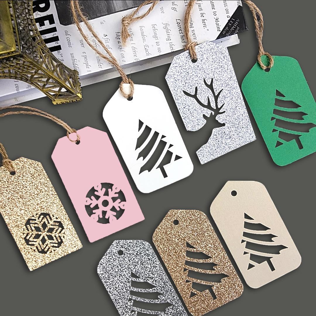 吊牌圣诞卡祝福卡个性定制感谢卡片激光镂空吊牌牛皮纸英文吊牌