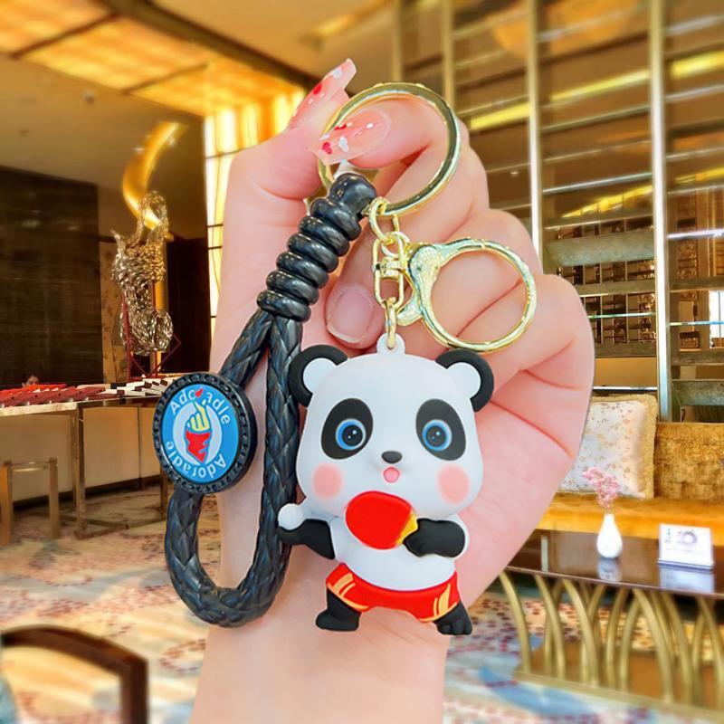 National Fashion Sports Panda Cartoon Doll Keychain Lovely Bag Pendant Car Key Chain Couple Small Gift