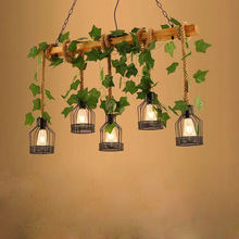植物吊灯简约吧台工程木头卡座包间餐桌小吊灯田园装饰灯橱窗绿植