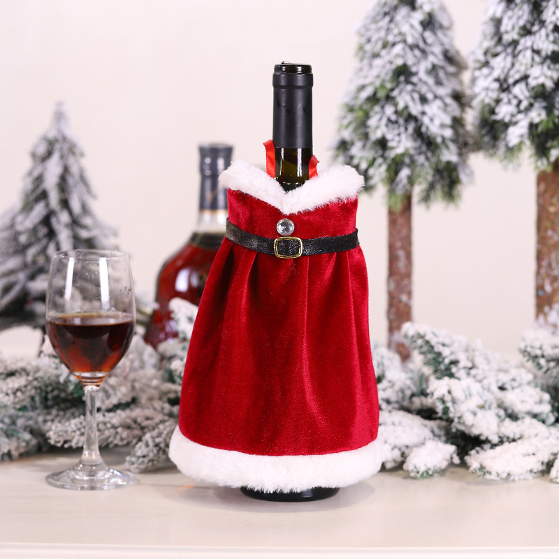 New Christmas Wine Gift Box Christmas Dress Bottle Cover Christmas Skirt Wine Bottle Decorative Creative Red Wine Bag Wholesale