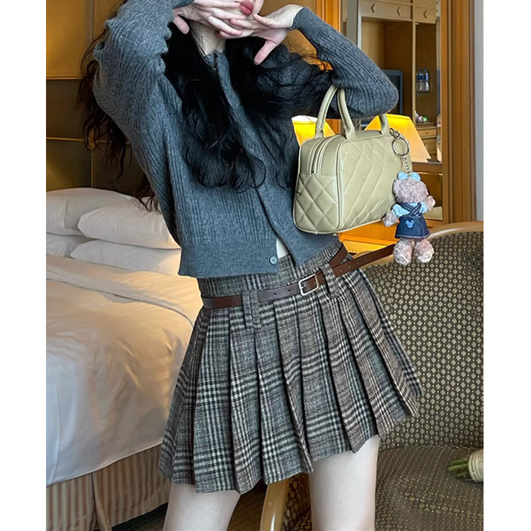 芷晴女装 ▏复古爱尔兰南岸 格子百褶裙短裙女秋季百搭a字半身裙